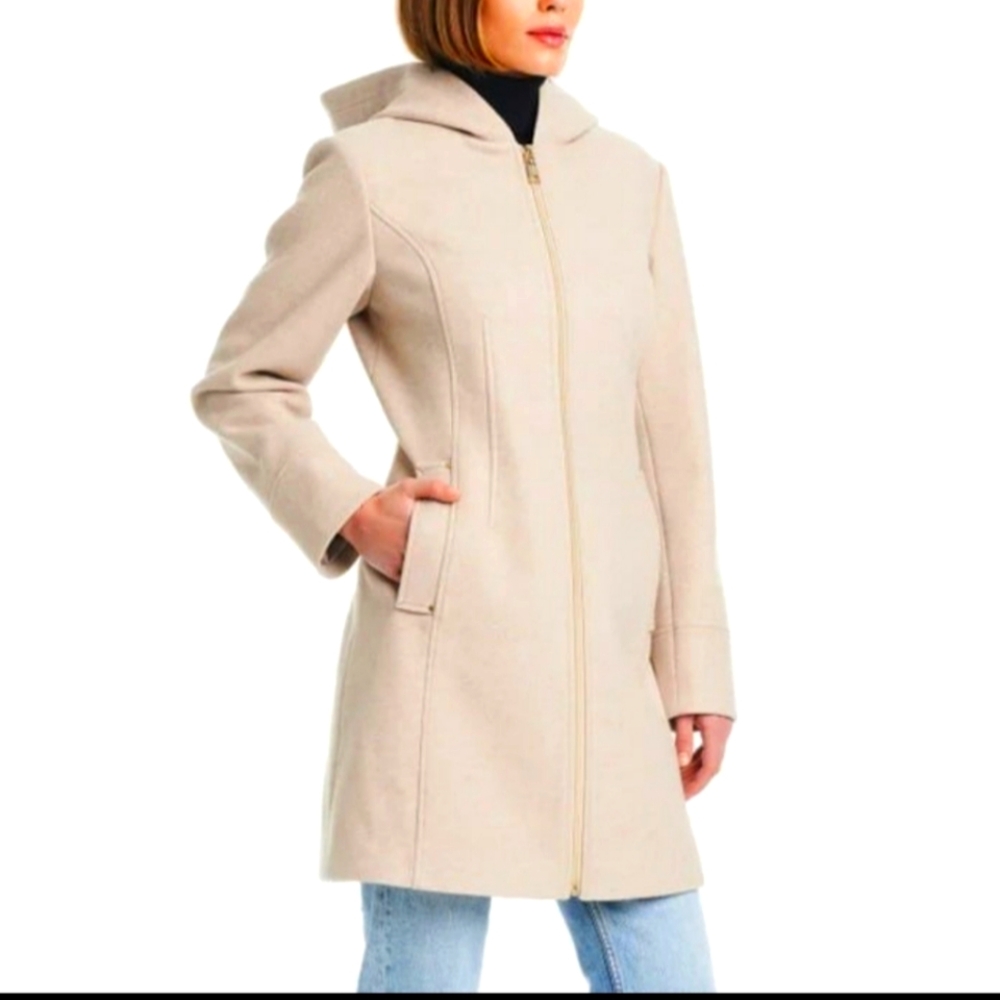 NWT Vince Camuto Ladies' Hooded Full-Zip Jacket, Tan (Oatmeal) sz Medium